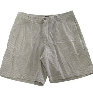 J.Crew Shorts Mens 33 White Brown Striped Seersucker Chino Cotton